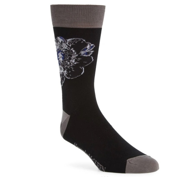 ALEXANDER MCQUEEN Chiaroscuro Floral Cotton Crew Socks